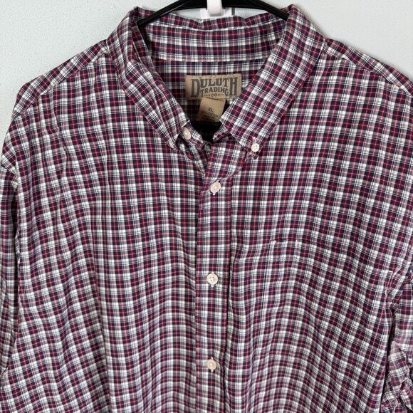Duluth Trading Co. Mens Plaid Button Up Shirt XL Red/Blue 100% Cotton Casual - Picture 3 of 11